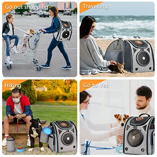 Cat Backpack Carrier Set: Pet Carrier Backpack for Small Dog Backpacks with Breathable Mesh, Ventilated Design Pet Backpack Cat carrier Bag for Hiking Camping Outdoor Use, Hold Pets Up to 18 Lbs, Grey