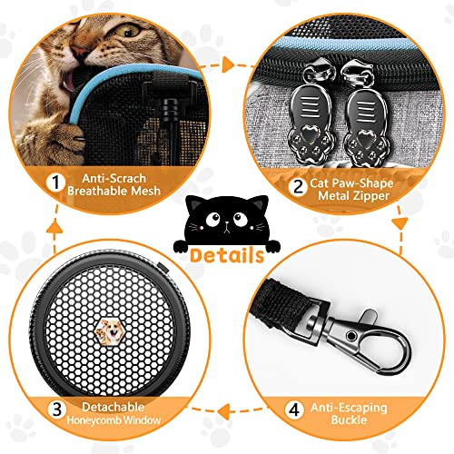 Cat Backpack Carrier Set: Pet Carrier Backpack for Small Dog Backpacks with Breathable Mesh, Ventilated Design Pet Backpack Cat carrier Bag for Hiking Camping Outdoor Use, Hold Pets Up to 18 Lbs, Grey