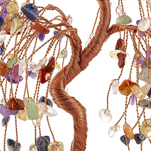 JOVIVI Natural 7 Chakra Healing Crystals Quartz Tree Tumbled Gemstone Stones Money Tree, Geode Agate Slices Base Feng Shui Ornaments Home Decoration for Wealth and Luck 5.5"-6.3"