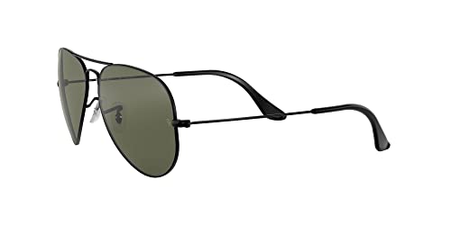 Ray-Ban RB3025 Classic Aviator Sunglasses, Black/Polarized G-15 Green, 55 mm