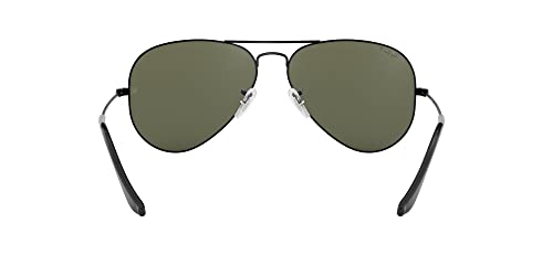 Ray-Ban RB3025 Classic Aviator Sunglasses, Black/Polarized G-15 Green, 55 mm