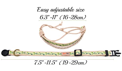 Pettsie Cat Collar Breakaway & Matching Friendship Bracelet, Eco-Friendly Gift Box, D-Ring for Accessories, 100% Cotton for Extra Safety & Comfort, Easy Adjustable