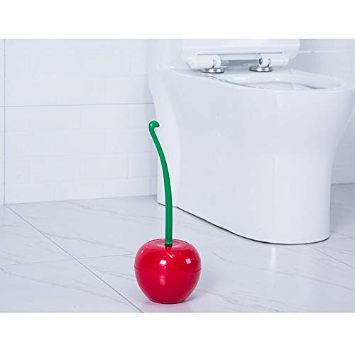 Cherry Shape Toilet Brush - Standing Toilet Brush Set - Compact Household Bathroom Red Cherry Toilet Brush (Red)