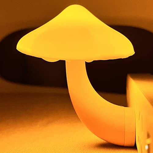 Sensor LED Mushroom Night Light - iBetterLife Plug-in Wall Dream Bed Room Nightlight for Adults Kids Cute Mushroom Lamp Cottagecore Decor for Bedroom, Bathroom, Stairs, Hallway Corridor Warm Yellow