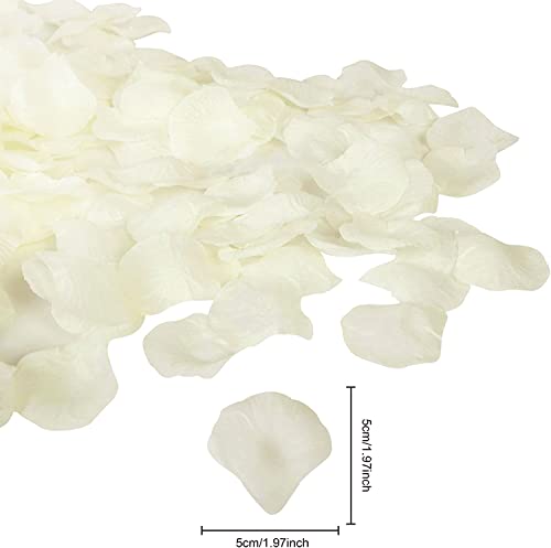 5000 Pcs Rose Petals Artificial Flower Petals for Valentine's Day Romantic Night Decor White Rose Petals for Wedding Event Anniversary Shower Engagement Party Decorations (Ivory)