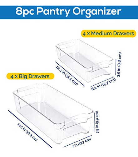 Utopia Home Pantry Organization and Storage - Set of 8 Refrigerator Organizer Bins - Fridge Organizer for Freezers, Kitchen Countertops and Cabinets - BPA Free (Clear)