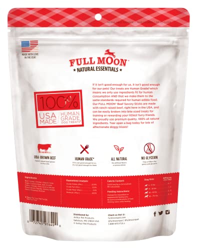 Full Moon All Natural Human Grade Dog Treats, Essential Beef Savory Sticks, 22 Ounce