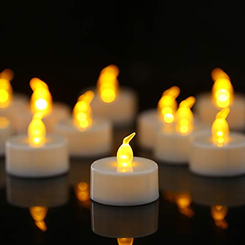 LFSEMINI Tea Lights, 24 Pack Battery Tea Lights Flameless LED Tea Lights Candles Battery Powered Fake Candles 100 Hours for Wedding Party Holidays Home Decoration Outdoor (Warm Yellow)