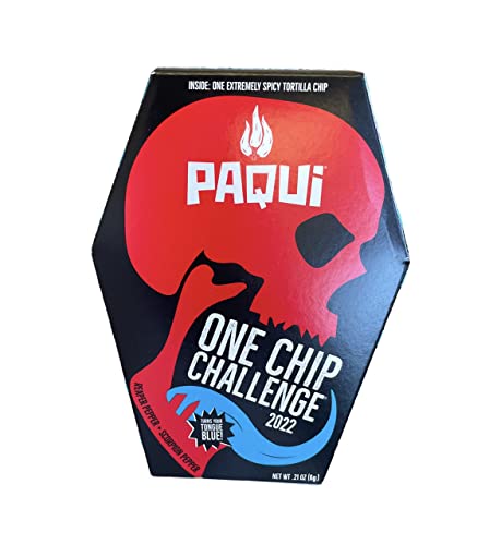 Paqui Carolina Reaper Madness - 2022 One Chip Challenge Tortilla Chip Includes Munchie Box Sticker (( 2 ) Chips), 0.21 Ounce (Pack of 2)