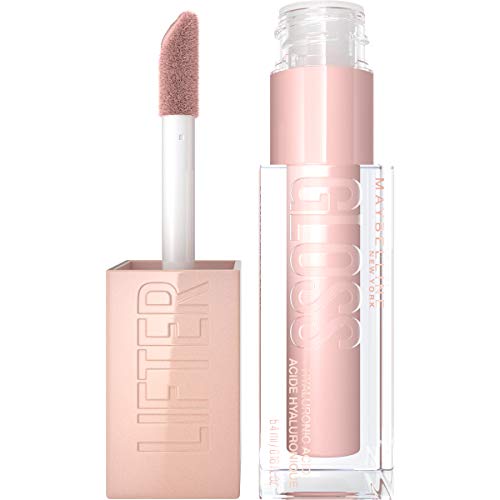 Maybelline Lifter Gloss, Hydrating Lip Gloss with Hyaluronic Acid, High Shine for Fuller Looking Lips, XL Wand, Ice, Pink Neutral, 0.18 Ounce