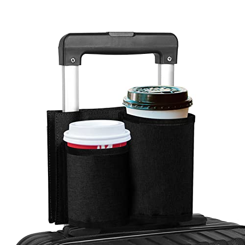 Accmor Luggage Travel Cup Holder,Universal Suitcase Luggage Cup Holder,Free Hands Suitcase Drinks Beverage Holder,Gifts for Travelers Flight Attendants,Black