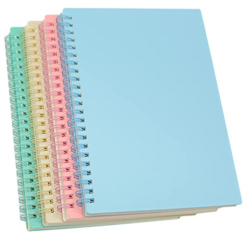 Yansanido Spiral Notebook, 4 Pcs 8.3 Inch x 5.9 Inch A5 Thick Plastic Hardcover 7mm College Ruled 4 Color 80 Sheets -160 Pages Journals for Study and Notes (4)