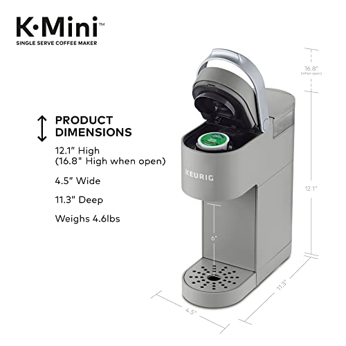 Keurig K-Mini Coffee Maker, Single Serve K-Cup Pod Coffee Brewer, 6 to 12 oz. Brew Sizes, Studio Gray