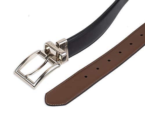 Tommy Hilfiger Men's Reversible Belt, Black/Brown Silver, 44