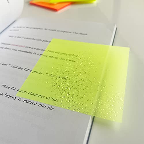 iKyce 400 Sheets Transparent Sticky Notes， 3 x 3 inch Clear Self-Sticky Annotation, Waterproof Translucent Color Memo Pad, See Through Office & School Supplies, 50 Sheets Per Pad , 8 Pads in Total