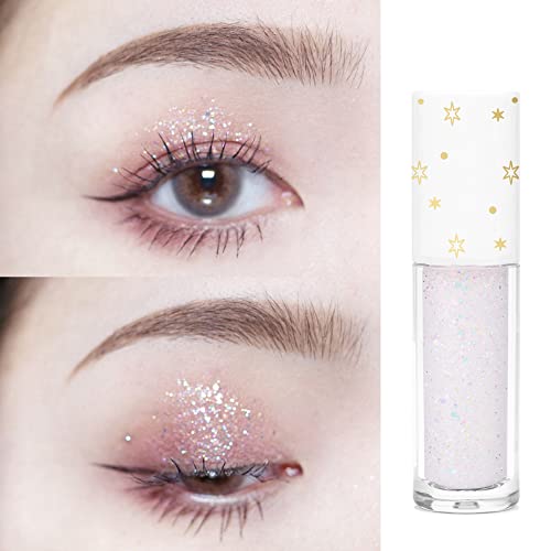Geeneiya Liquid Glitter Eyeshadow Korean Makeup Under Eye Shadow Bling,Pigmented, Long Lasting, Quick Drying, Loose Glitter Glue for Crystals EyeMakeup (Colorful Galaxy 01)