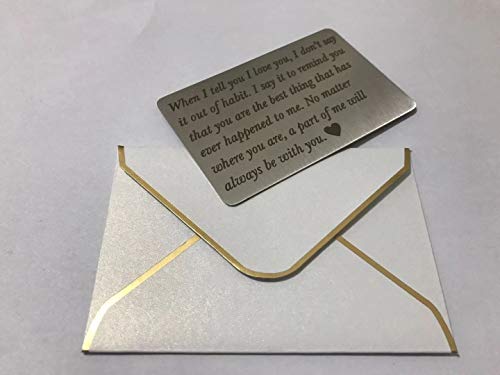 Engraved Wallet Insert Stainless Steel Wallet Love Note Insert for Men Boyfriend Gifts Husband Gifts