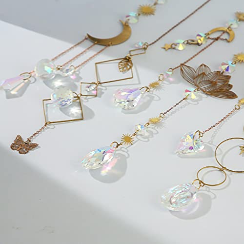 Sun Catchers,6Pieces Colorful Crystals Suncatcher Hanging for Window Crystal Ball Prism Rainbow Maker Pendants for Garden Christmas Tree Wedding Party Patio Backyard Car Home Indoor Outdoor Decoration