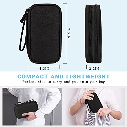 FYY Electronic Organizer, Travel Cable Organizer Bag Pouch Electronic Accessories Carry Case Portable Waterproof Double Layers All-in-One Storage Bag for Cable, Cord, Charger, Phone, Earphone Black
