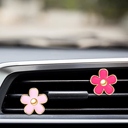 6 Pcs Daisy Flower Air Vent Clip Air Conditioning Outlet Clip Car Air Freshener Clip Charm Car Inter Decor Accessories (Red, Pink, White,3 cm, 3.3 cm)