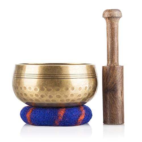 Tibetan Singing Bowl Set by Ohm Store — Meditation Sound Bowl Handcrafted in Nepal for Yoga, Chakra Healing, Mindfulness, and Stress Relief