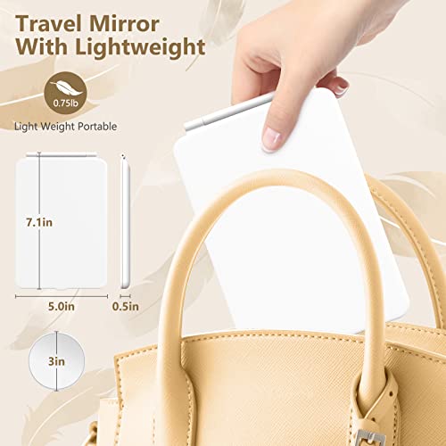 Travel Makeup Mirror with 10X Magnifying Mirror, Vanity Mirror with 80LEDs, 3 Color Lighting, Rechargeable 2000mAh Batteries, Portable Ultra Slim Lighted Makeup Mirror, Travel Essentials for Women