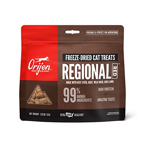ORIJEN Freeze Dried Cat Treats, Grain Free, Natural & Raw Animal Ingredients, Regional Red, 1.25oz