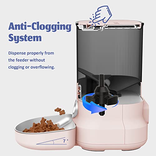 DOGNESS Automatic Cat Feeder, Timed Auto Dog Feeders with Dual Power Supply Pet Food Dispenser with Clog-Free Design, Easily Programmable Timer for 1-6 Meals,1-40 Portions Daily,Voice Recorder,4L Pink