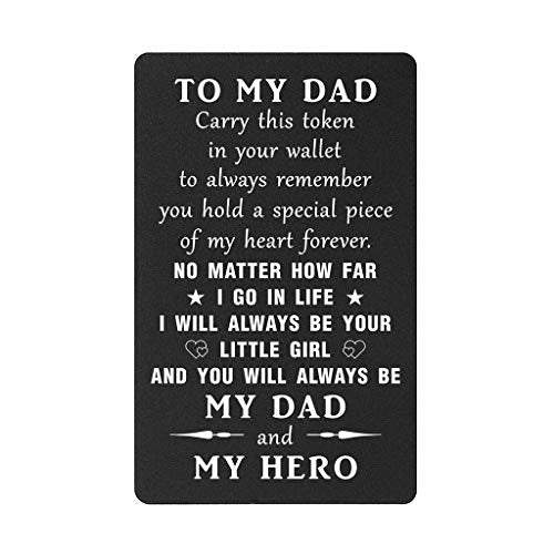 TANWIH Dad I Will Always Be Your Little Girl, Dad Birthday Gifts Wallet Card Insert from Daughter, Father of the Bride Gifts, My Hero Dad, Deployment Gifts, Fathers Day, Christmas