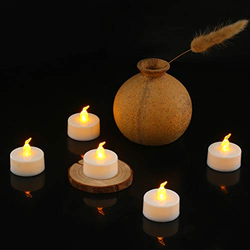 LFSEMINI Tea Lights, 24 Pack Battery Tea Lights Flameless LED Tea Lights Candles Battery Powered Fake Candles 100 Hours for Wedding Party Holidays Home Decoration Outdoor (Warm Yellow)