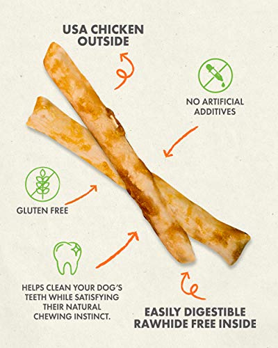 Canine Naturals Chicken Recipe Chew - Rawhide Free Dog Treats - Made From USA Raised Chicken - All-Natural and Easily Digestible - 10 Pack of 5 Inch Stick Chews