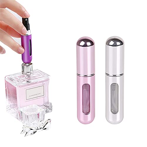 Travel Mini Perfume Refillable Atomizer Container, Portable Perfume Spray Bottle, Travel Size Bottle, Scent Pump Case, Perfume Fragrance Empty Spray Bottle for Traveling and Outgoing 5ml (2Pcs)