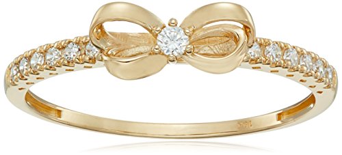 Amazon Collection 10K Gold Dainty Bow Ring set with Round Cut Infinite Elements Cubic Zirconia (.216 cttw), Size 5