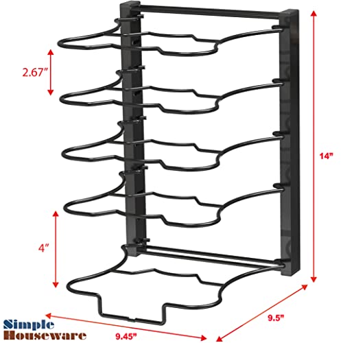 SimpleHouseware 5 Compartments Height Adjustable Pan Organizer, Black