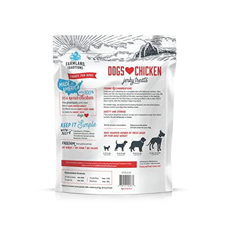 Farmland Traditions Filler Free Dogs Love Chicken Premium Jerky Treats for Dogs, 2 lbs.