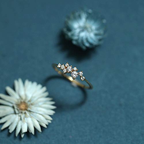 Simple 18k Gold plated Rings for Teen Girls White Studded Eternity Wedding Ring 925 Sterling Silver Plated Engagement Stackable Rings Women Fashion Jewelry Gift for her