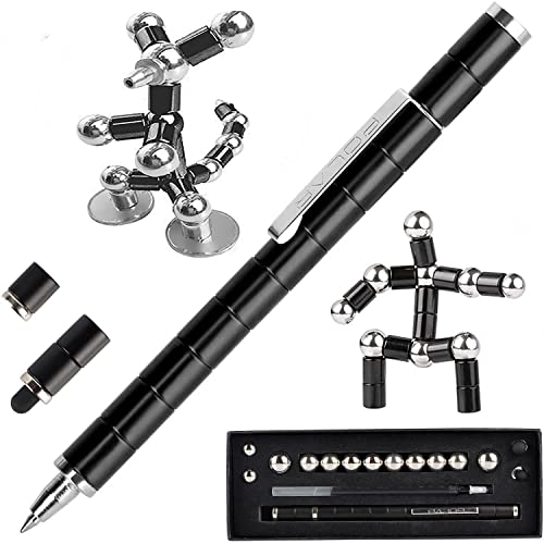 BIECHOUWO 2022 Newest toy pen, decompression magnetic metal pen, multifunctional writing magnet ballpoint pen, gift for kids or friends (Blacktoypen)