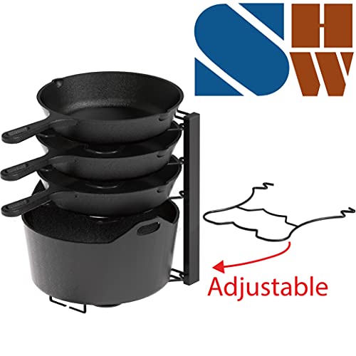 SimpleHouseware 5 Compartments Height Adjustable Pan Organizer, Black