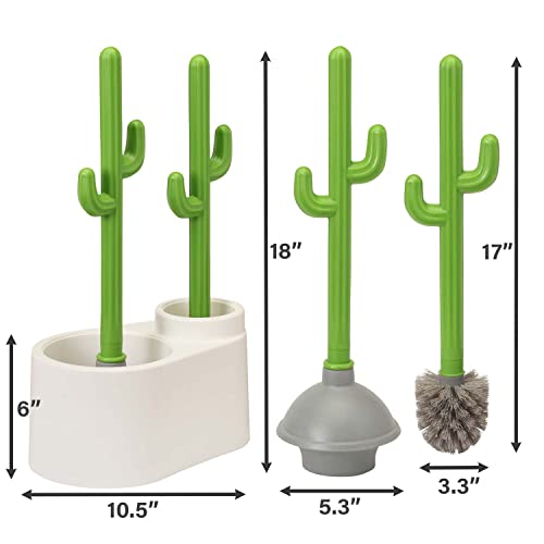 Cactus Toilet Plunger and Brush Set for Bathroom Cleaning - 1 Set