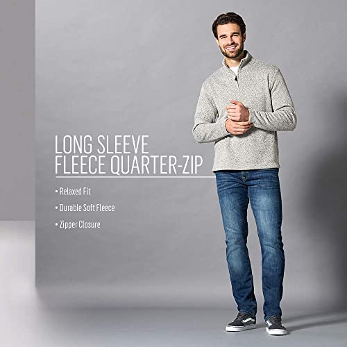 Wrangler Authentics Men's Long Sleeve Fleece Quarter-Zip, Light Heather Gray, Medium