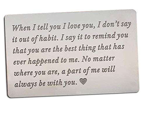 Engraved Wallet Insert Stainless Steel Wallet Love Note Insert for Men Boyfriend Gifts Husband Gifts