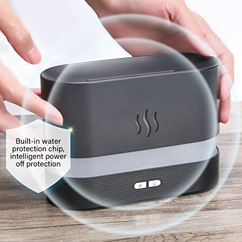 Depulat Flame Air Diffuser,Humidifier,Portable-Noiseless Aroma Diffuser for Home,Office or Yoga Essential Oil Diffuser with No-Water Auto-Off Protection(Black)…