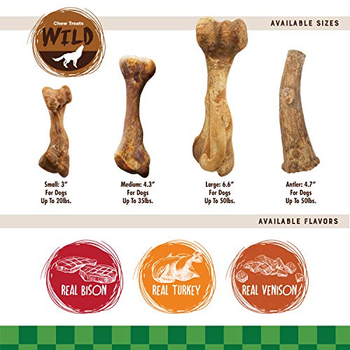 Nylabone Healthy Edibles Wild Dog All Natural Bone Bison Dog Treats Made in the USA, Giant