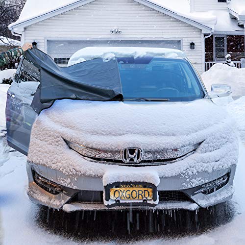 OxGord Windshield Snow Cover - Original Design - Best for Ice, Frost & Snow Removal - All Weather Winter & Summer Front Window Automotive Covers Sun & Snow-Shade - Fits Truck SUV Van Car Accessories