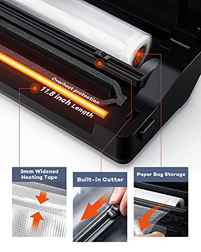 Vacuum Sealer Machine with Starter Kit , TKTK 8 in 1 Powerful Sous Vide Food Vacuum Sealer, Seal a Meal Food Sealer with Pulse Function, Moist&Dry Mode, External VAC for Jars Containers, Built-in Cutter Slim Compact Design for Mom Wife Home Kitchen