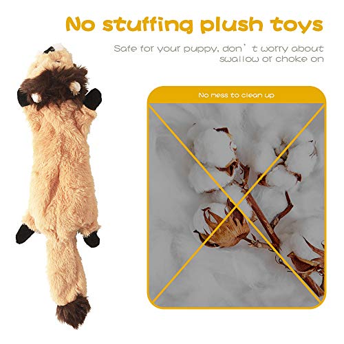 Dog Squeaky Toys, No Stuffing Plush Dogs Chew Toy for Small Medium Large Breed Chewers, 5 Pack Stuffless Squeak Cute Animal Tough Durable Puppy Teething Chewing Fabric Interactive Pet Birthday Gifts