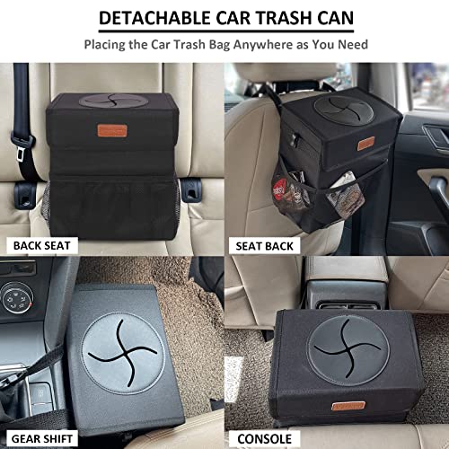 Vankor Car Trash Can for Car Cute, Car Trash Bag Bin Hanging Waterproof Automotive Car Garbage Cans Leak Proof Vehicle Trash Can Black