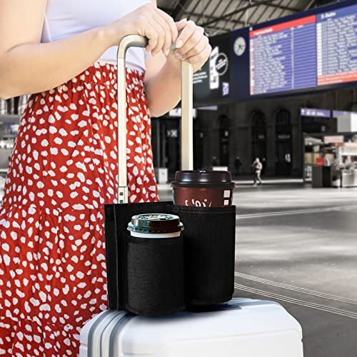 Accmor Luggage Travel Cup Holder,Universal Suitcase Luggage Cup Holder,Free Hands Suitcase Drinks Beverage Holder,Gifts for Travelers Flight Attendants,Black