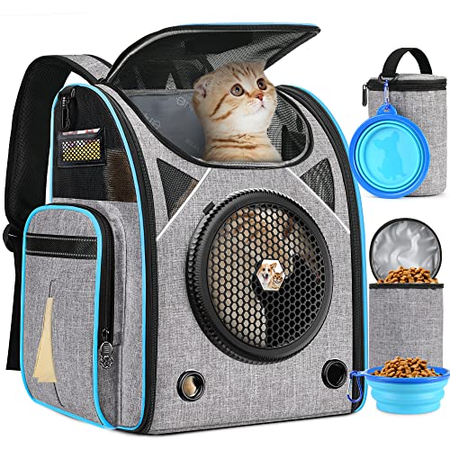 Cat Backpack Carrier Set: Pet Carrier Backpack for Small Dog Backpacks with Breathable Mesh, Ventilated Design Pet Backpack Cat carrier Bag for Hiking Camping Outdoor Use, Hold Pets Up to 18 Lbs, Grey