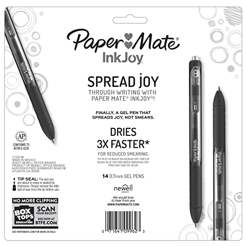 Paper Mate InkJoy Pens, Gel Pens, Medium Point (0.7mm), Assorted, 14 Count